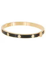 Tory Burch Miller Stud Enamel 5mm Hinge Bracelet In Tory Gold Black