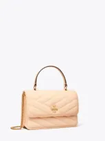 Tory Burch Mini Kira Chevron Top Handle Chain Wallet In Coy Pink