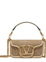 Valentino Garavani Leather Loco Shoulder Bag In Gold