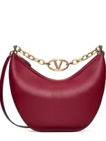 Valentino Garavani Medium Leather Vlogo Moon Shoulder Bag In Red