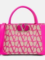 Valentino Garavani Vlogo Signature Toile Iconographe Small Tote Bag In Pink