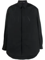 Valentino Vltn-patch Concealed Placket Shirt In Black