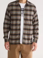 Vans Montwood Plaid Flannel Zip-up Shirt In Black/sepia