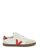 Veja Volley Panelled Leather Sneakers In Beige,white,brown