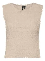 Vero Moda Chloe Smocked Sleeveless Top In Sand Dollar