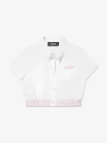 Versace Kids' Embroidered Cotton Poplin Shirt In White