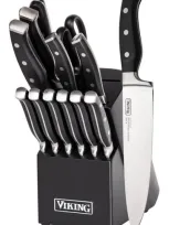 Viking 14-piece German Steel Knife Block Set In German Steel/black