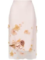 Viktor & Rolf Floral-appliqué Skirt In Pink