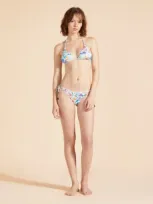 Vilebrequin Happy Flowers Triangle Bikini Top In Blanc