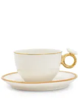 Villari Butterfly Tea Cup And Saucer In White