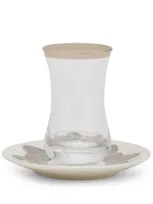 Villari Peacock Oriental Coffee Cup In White