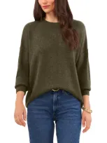 Vince Camuto Center Seam Crewneck Sweater In Grecian Olive