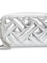 Vince Camuto Kisho Quilted Leather Crossbody Bag In Metallic Silver