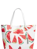 Vince Camuto Maro Faux Leather Tote In Watermelon Print Yellow