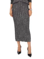 Vince Camuto Women's Cable-knit Shine Pull-on Midi Sweater Skirt In Medium Heather Grey