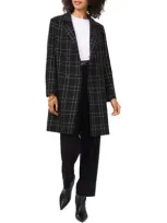 Vince Camuto Windowpane Bouclé Coat In Rich Black