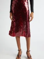 Vince Paillettes Sequin Skirt In Ruby Ink