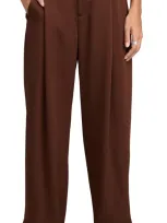 Vince Satin Wide Leg Trousers Dark Rosewood In Burnt