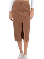 Wash Lab Denim Daily Corduroy Front Slit Skirt In Caramel