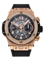 Watchfinder & Co. Hublot  Big Bang Diamond Chronograph Rubber Strap Watch, 42mm In Black