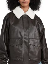 Wayf Bomber Jacket With Removable Shearling Collar Espresso