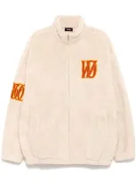 We11 Done Logo-patch Fleece Jacket In Neutral