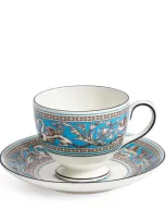 Wedgwood Florentine Turquoise Teacup & Saucer In Blue