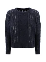 Weekend Max Mara Crewneck Crochet Jumper In Blue