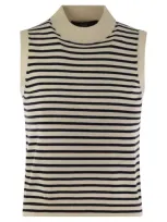 Weekend Max Mara Nazione Striped Ribbed In White/blue