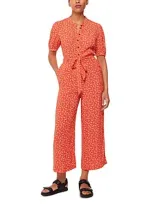 Whistles Micro Floral Jumpsuit In Red/multi