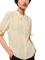 Whistles Womens Cream Oval Spot-print Tie-sleeve Woven Blouse In Ivory/multi