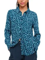 Whistles Pastel Leopard Print Shirt In Teal/multi