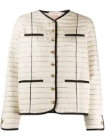 Tory Burch Champagne Quilted Silk Jacket In Neutrals