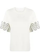 See By Chloé Frilled Cuff Relaxed-fit T-shirt In White