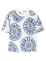 Three Graces X Zandra Rhodes Luna Printed Poplin Top In White