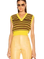 Miu Miu Striped Knitted Top In Tobacco