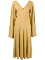 Totême Long-sleeve Flared Dress In Neutrals