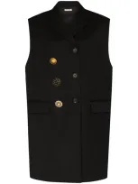 Miu Miu Black Oversized Double-breasted Wool Waistcoat