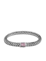 John Hardy Sterling Silver Classic Chain Black Sapphire & Pink Tourmaline Reversible Bracelet In Pink/silver