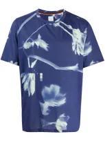 Paul Smith Screen Floral Print Cotton T-shirt In Navy