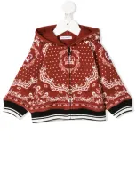 Dolce & Gabbana Babies' Bandana Print Hoodie Jacket In Red