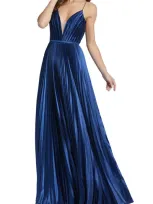 Ieena For Mac Duggal Ieena For Macduggal Plunge Neck Pleated Ballgown In Midnight