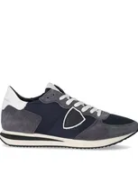 Philippe Model Trpx Sneakers In Blue Suede And Fabric