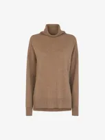 Whistles Womens Roll-neck Cashmere Jumper L In Oatmeal