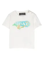 Versace Babies' White Cotton Safety Pin Logo T-shirt