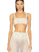 Alanui Daisy Crochet Crop Top In Neutrals