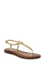 Sam Edelman Gigi Womens Embossed Metallic Thong Sandals In Amber