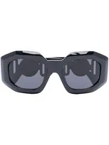 Versace Oversized Geometric Frame Sunglasses In Black