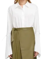 Simkhai Jordy Pleated-sleeve Poplin Shirt In White