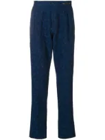 Pt01 Patterned Straight Leg Trousers In Blue